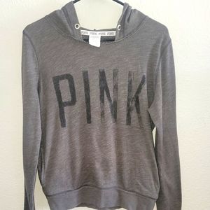PINK (small) gray lightweight hoodie